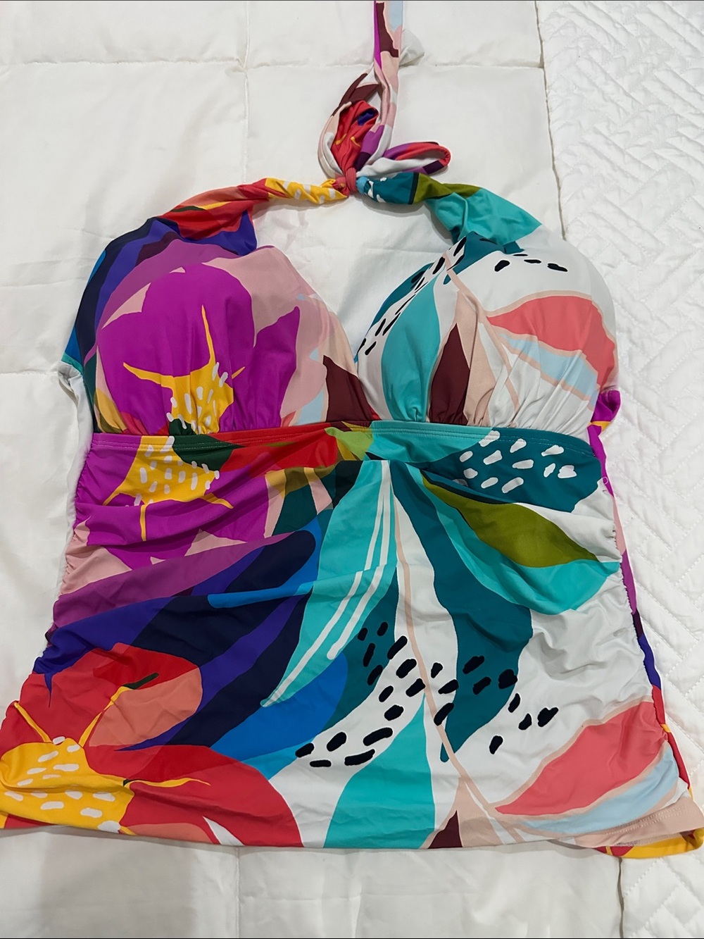 La Blanca Multicolor Floral Halter Swim Tank Top